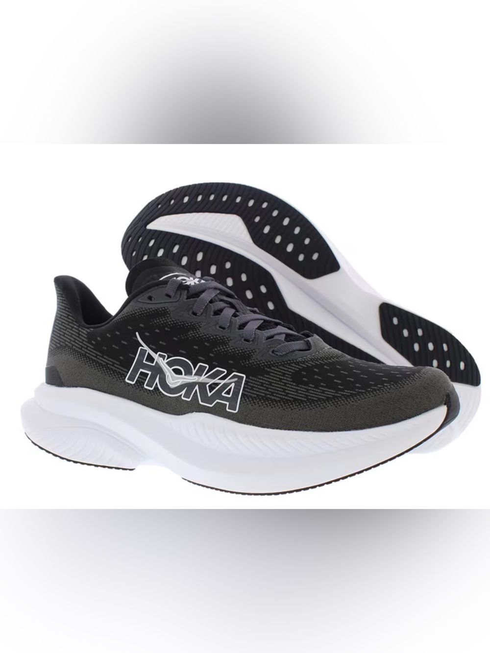 Hoka One One Mach 6 Black/White Mesh Low Top Lace Up Women Running 1147553 BWHT